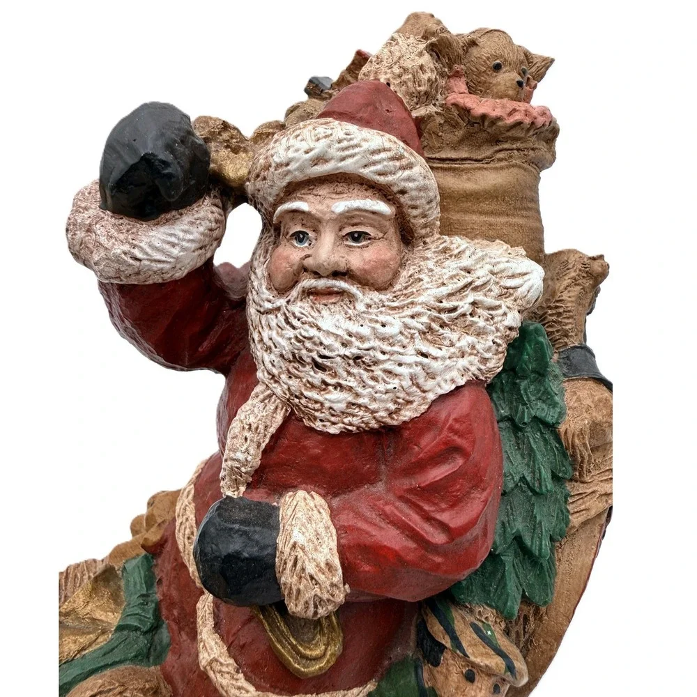 Artist Santa & Sleigh of Toys Hand Painted Figurine Andrea Sibert Krabbe Vtg '87